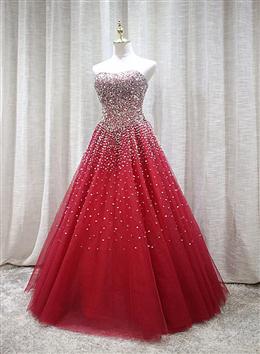 Picture of Red Color Sparkle Prom Dresses , Handmade Charming Formal Gown, Prom Dresses